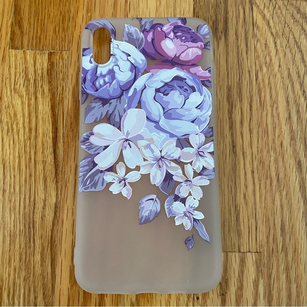 iPhone XS Max Purple Floral Phone Case Frosted Phone Cover